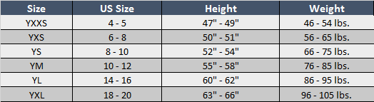 next level youth size chart